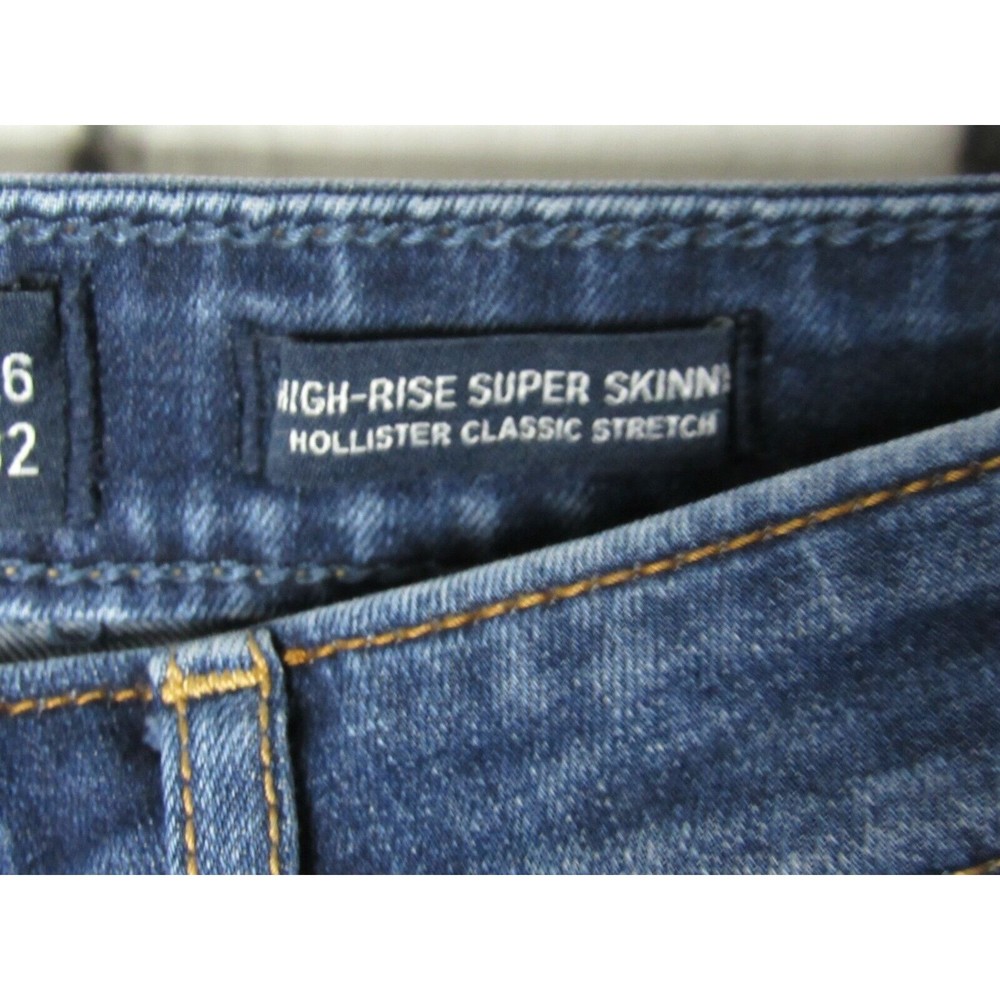 Hollister Women Jeans Size 3 Long Blue High Rise Super Skinny Distressed Denim - Picture 4 of 4